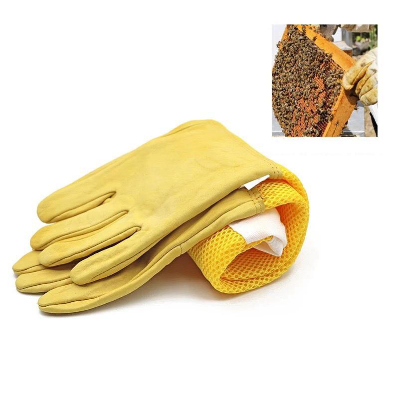 A Pair Of Protective Beekeeping Gloves Net Goatskin Bee Keeping Vented Long Protective Sleeves Beekeeping Equipment And Tools