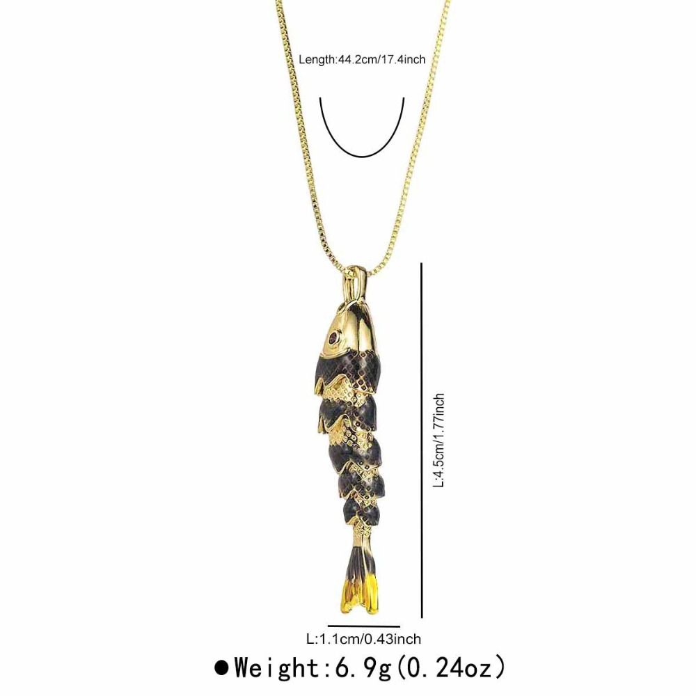 Collier Vitré Mobile Bijoux Dorés Colorés Personnalité Collier Poisson Émail Femme