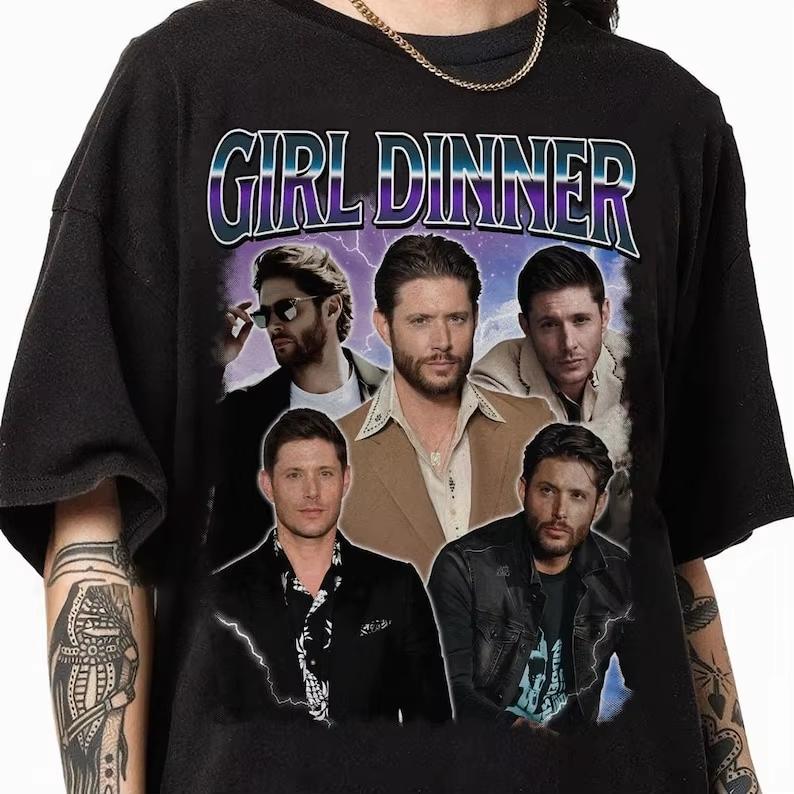 

Summer Vintage Jensen Ackles Girl Dinner Movie T-shirt Four Seasons New Style Unisex Cotton Short Sleeve Casual T-shirt 3XL