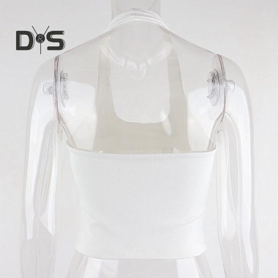 Women Vest Halter Neck Sleeveless Suspender Tops Slim Fit Sexy Threaded Texture Tank Tops Daily Wear