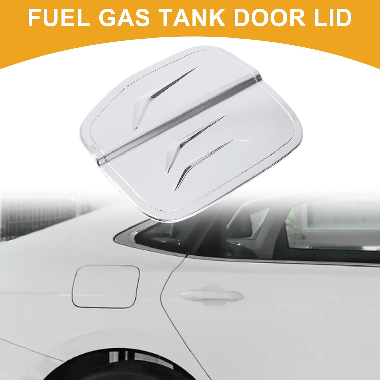 Fuel Tank Door Cap for Honda Accord 2023-2025 Oil Tank Filler Door Cap Adhesive Type Chrome Silver Tone ABS Fuel Filler Door Gas Cap