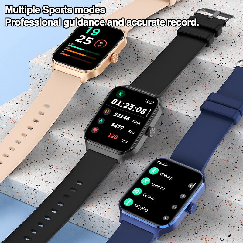 1,96 Zoll Bluetooth Anruf Smartwatch Herren Sport Schlaf Herzfrequenzmonitor Smartwatches Damen 100+ Sportmodelle Musik abspielen Gesundheit