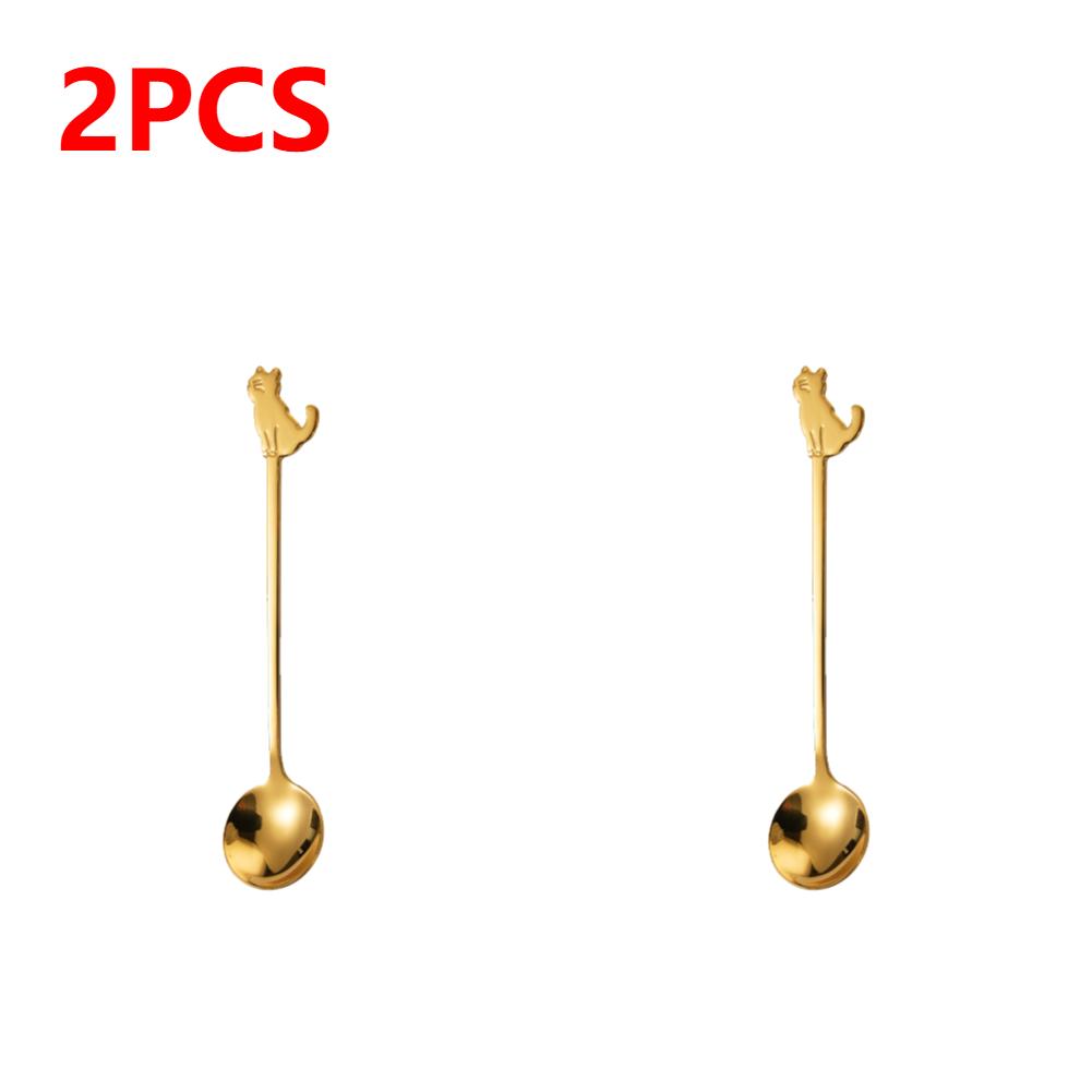 Edelstahl Kaffee Löffel Schöne Nette Katze Form Teelöffel Dessert Snack Scoop Eis Mini Löffel Geschirr Küche Werkzeuge