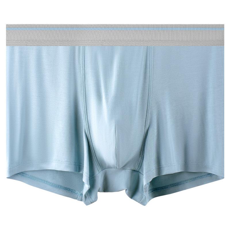 Summer Ice Silk Men's UnderwearComfortable and Breathable Mid Waist Knitted Flat Angle Underwear for Men