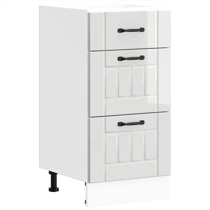 VidaXL Kitchen Cabinet Lucca Glossy White Engineered Wood, Sink Cabinet, Kitchen Cabinet with Drawer, Cabinet of 854232