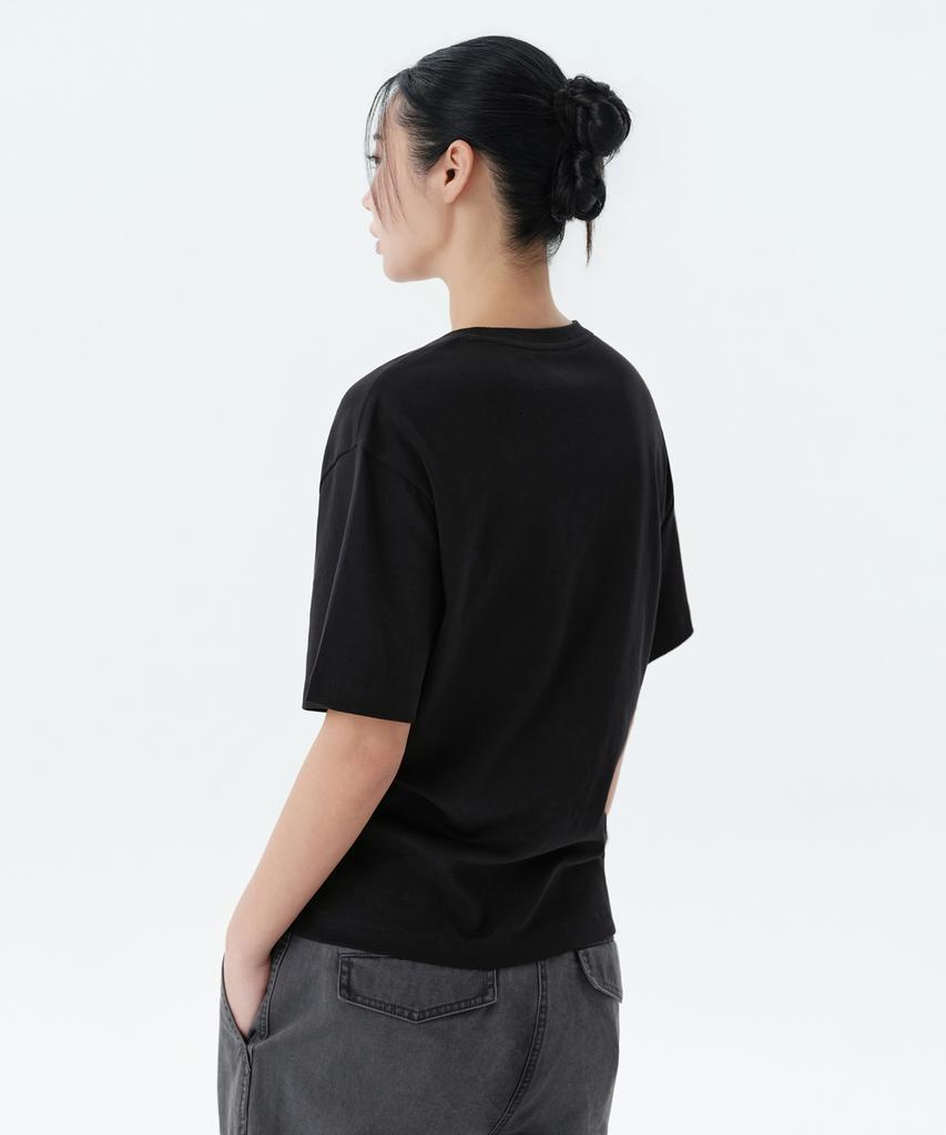 MUSINSA STANDARD WOMAN Women'S Relaxed Fit Crew Neck T-Shirt [Black]