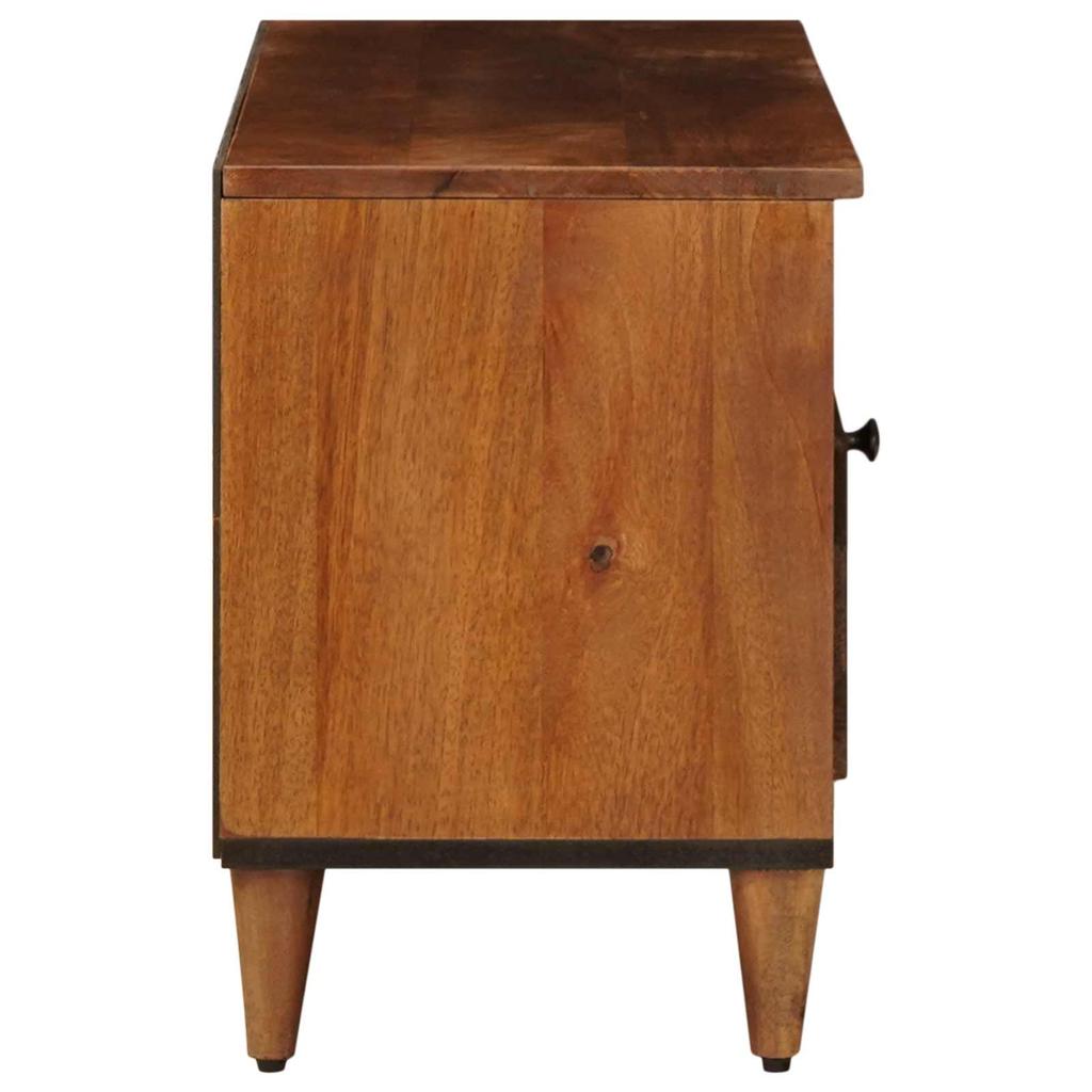 TV Stand with Shelf Walnut Finish 100 X 33 X 46 Cm Solid Mango Wood