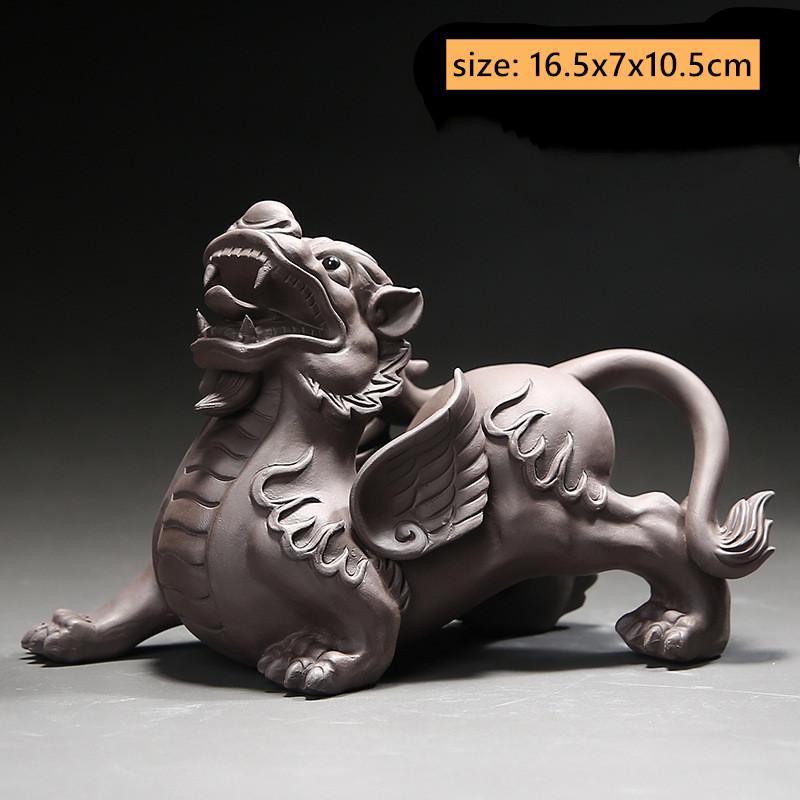 

Purple Clay Pixiu Tea Pet Hand-traced Gold Animal Model Ornaments Office Home Tea Accessories Feng Shui Fortune Decoration