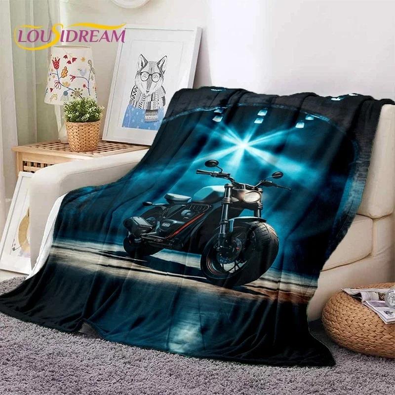 Motocross Modern retro Motorcycle Soft Flannel Blanket for Bed Bedroom Sofa Picnic,Throw Blanket for Cover Outdoors Leisure Gift