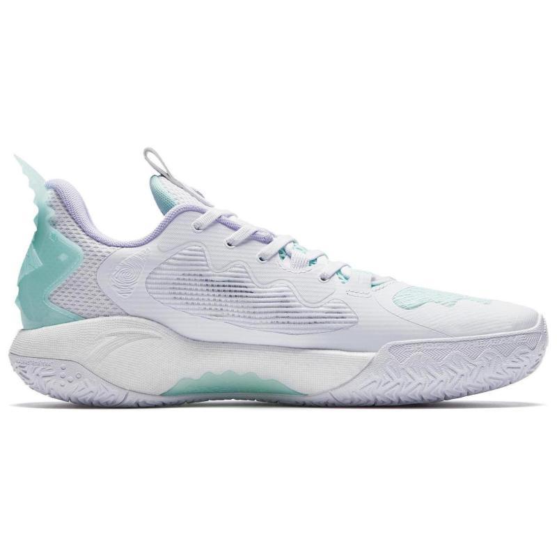 Anta Frenzy 5team Cushioning Anti-Slip Wear-Resistant Breathability Low-Top Basketball Shoes Men's White Purple Green Sneakers 112421606S-6