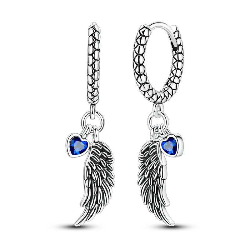 Blue Earrings 925 Silver Sun Moon Starlight Butterfly Stud Hoop Earring With Zircon for Women Female Party Fine Jewelry
