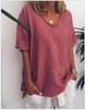 Summer Casual Cotton Linen T-Shirt: Solid Color, Loose Fit, Short Sleeve