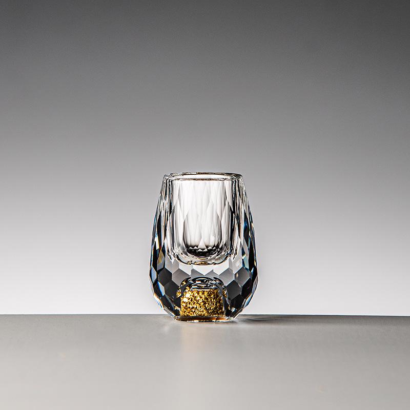 Gold Foil Shot Glass Set – Crystal White Wine Cups, Customizable with Logo