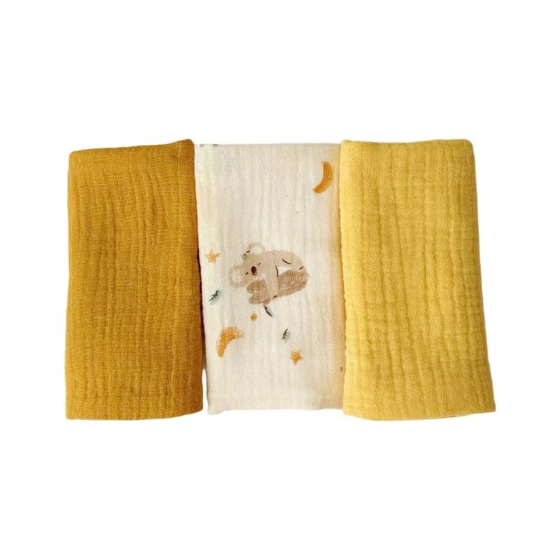 Thick 4 Layer Face Towel Soft Absorbent Baby Square Towel Comfortable Washcloths for Newborns 3pcs Set 25x25cm