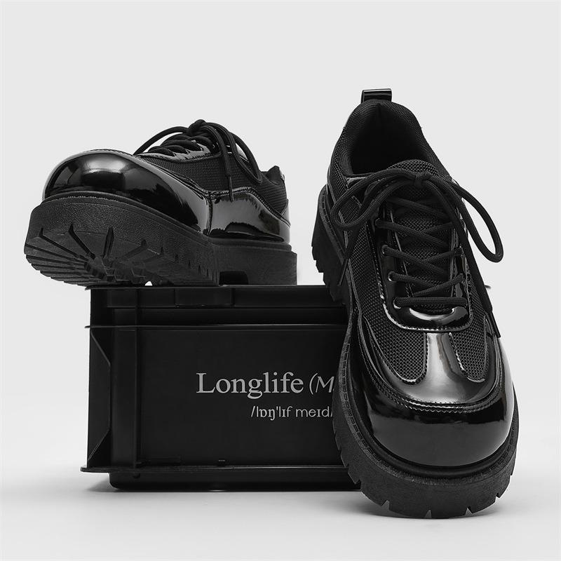 Men's Shoes New Spring Casual Low-top Martin Boots Men's Leather Shoes Platform Black Derby Trendy Shoes