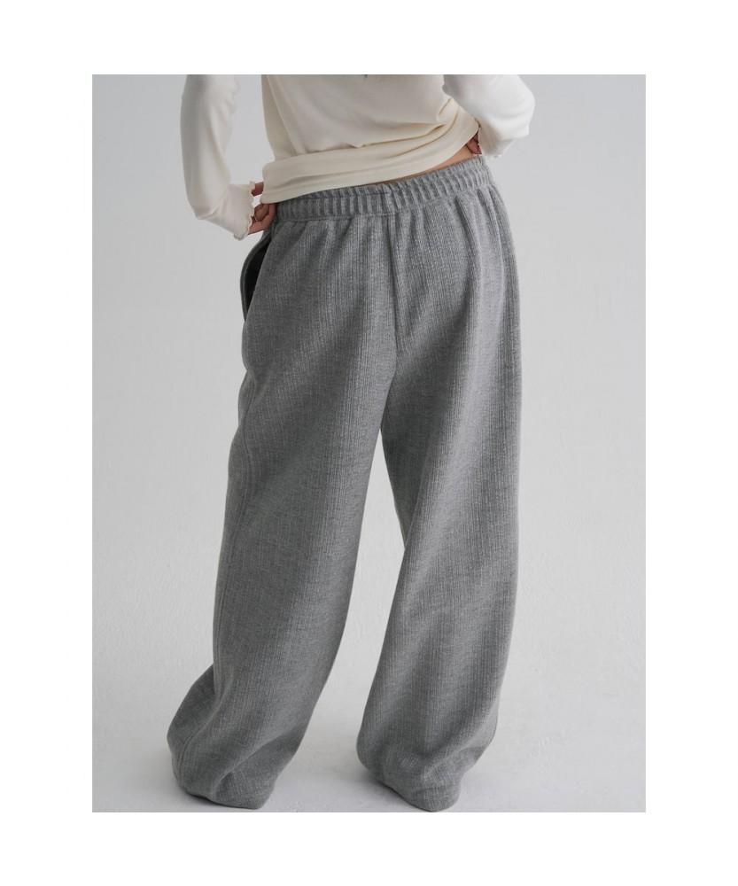 8SECONDS Knit-Like Texture Elastic Waist Pants Gray