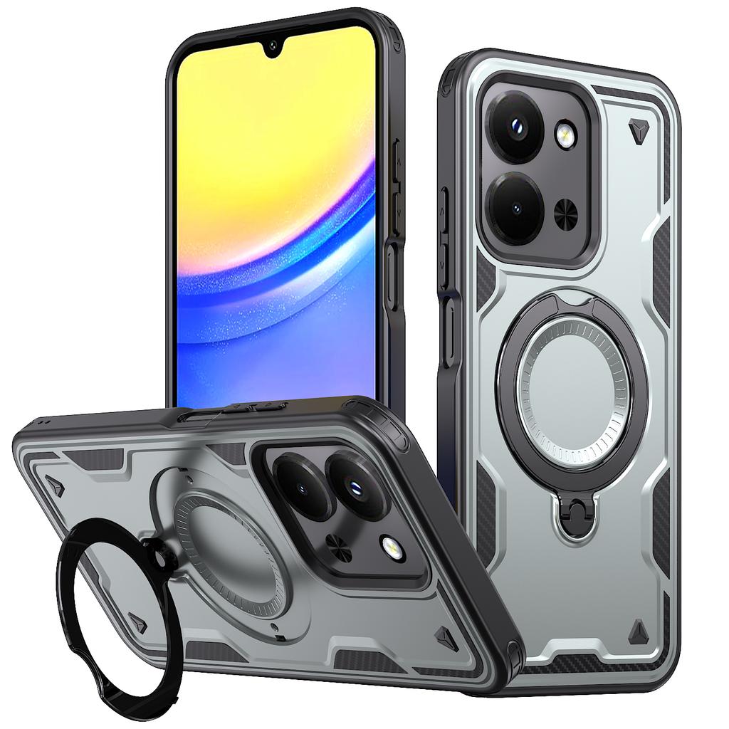 För Xiaomi Poco C85 4G Redmi 15C 6,9 tum Fodral Armor Stöttåligt 360° Roterande Magnetiskt Fäste TPU-ram Plast Telefonskal