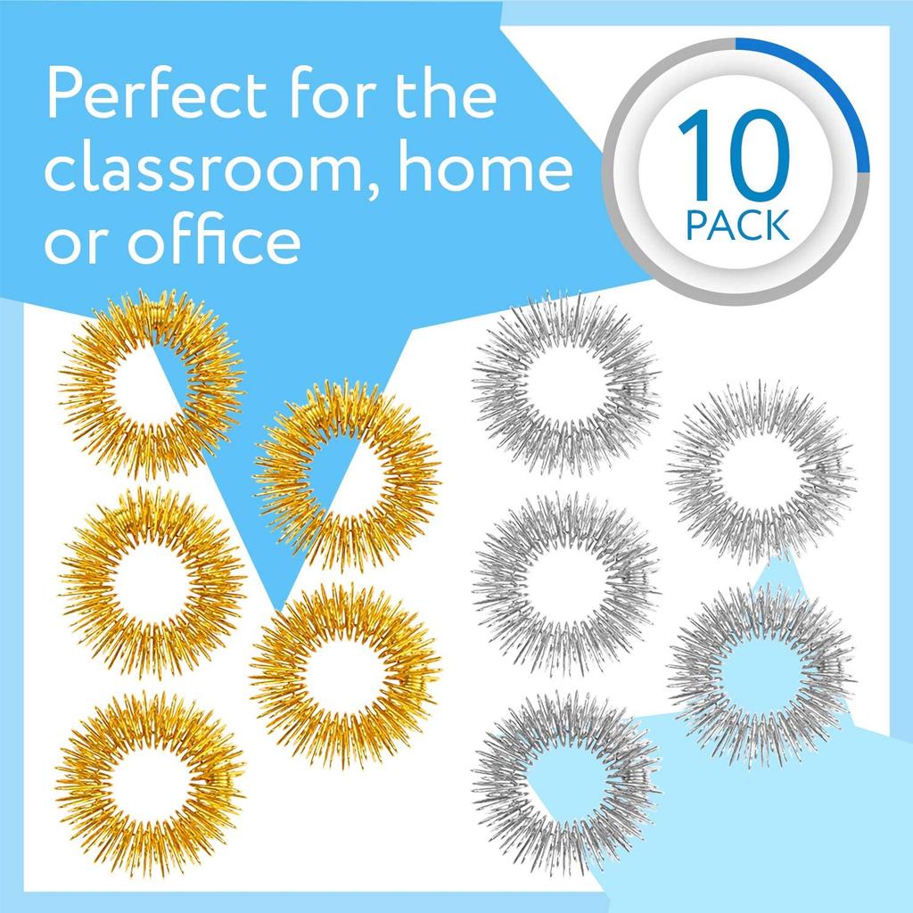 Non-Toxic 10 Pcs Spiky Sensory Rings Great Spikey Fidget Toys Finger Acupressure Massage Rings Therapy Finger Circulation Ring Adhd
