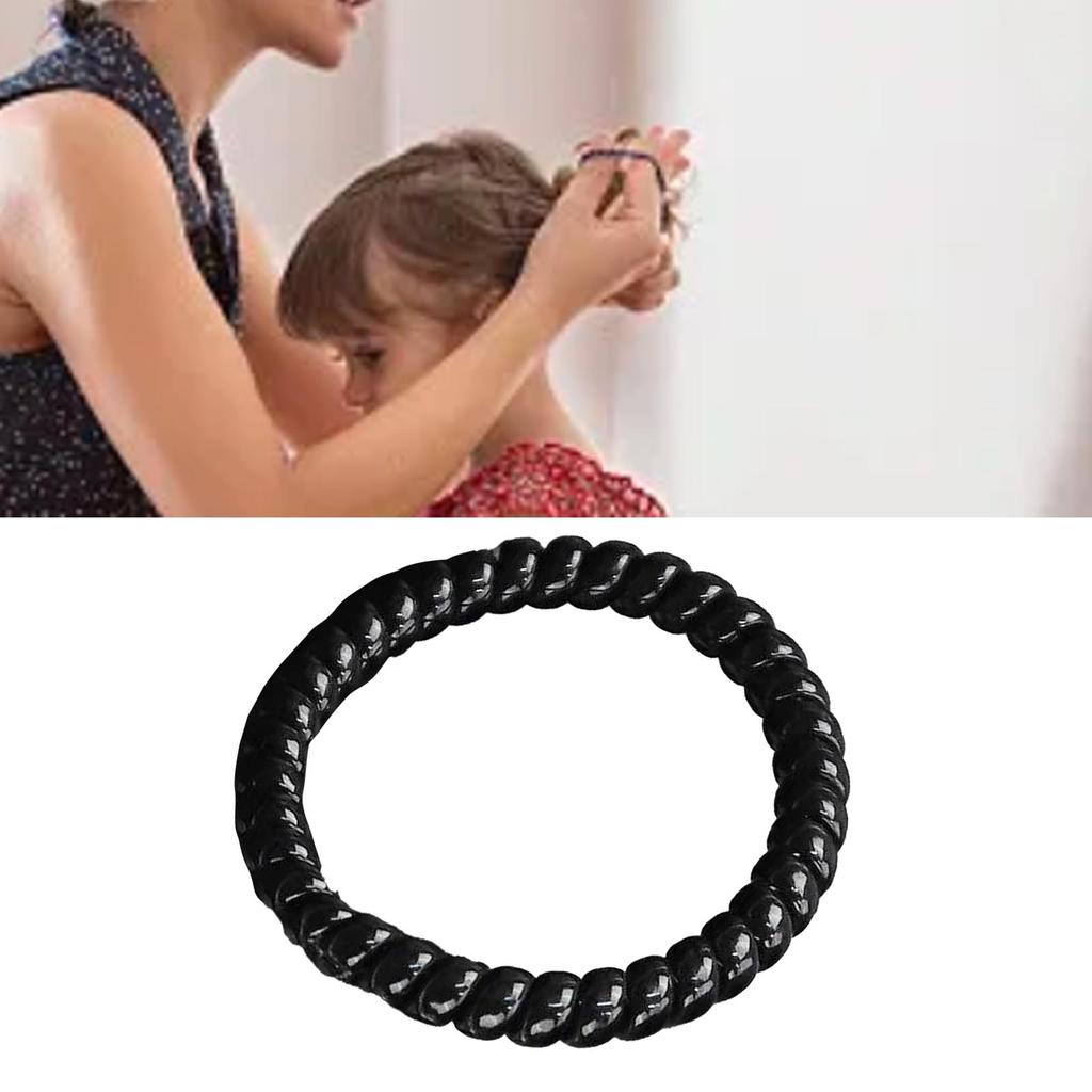 Legături de păr cu spirală elastică în formă de cablu de telefon Elasticitate ridicată împiedică tragerea legături de păr în spirală Negru