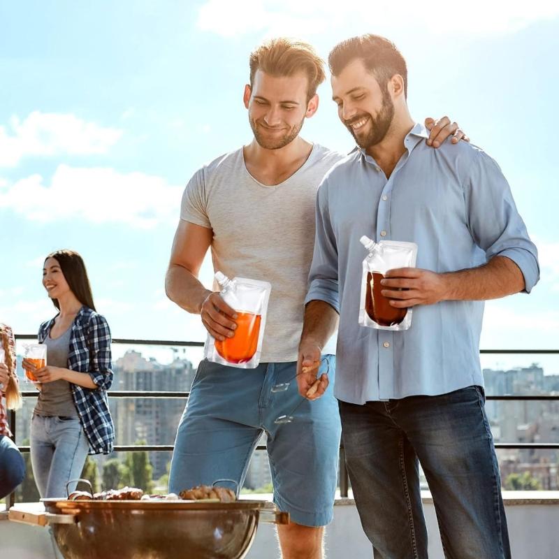 50pcs Drink Pouches Clear Packaging Liquid Bag With Nozzle Stand Up Sealed Bag