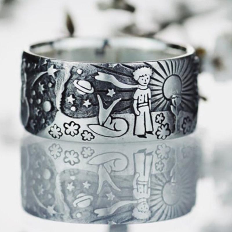 

New Little Prince Taming Fox Jewelry Planet Joint Ring Retro Couple Ring 6