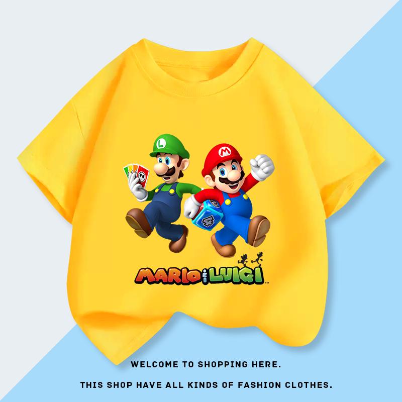 Super Mario Brothers Mens and Womens Clothing Short Sleeve New Tshirt Half Sleeve Summer Top Stylish Childrens Clothing