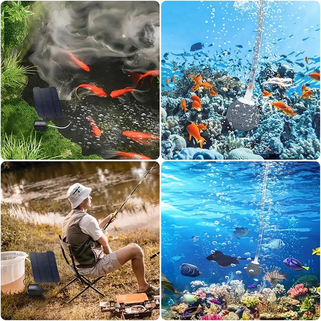 Solární kyslíkové čerpadlo do bazénu Malé akvarijní kyslíkové čerpadlo Nepřetržitě produkuje kyslíkové bublinky ve dne i v noci