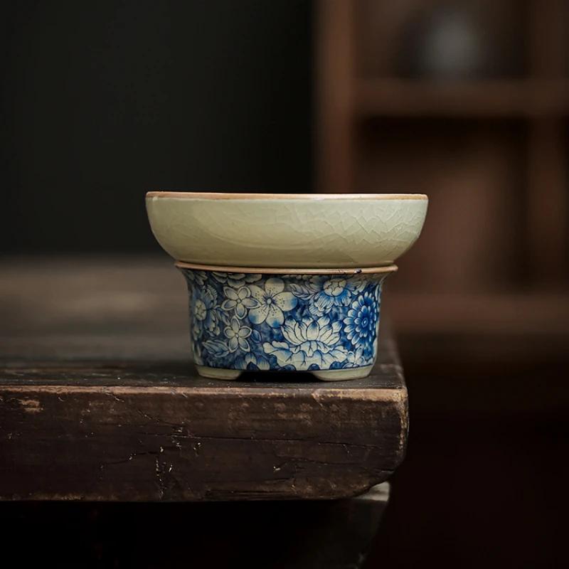 Цветы Китайское ситечко для заварки чая Керамическое ситечко Чайная посуда Синий Дзен Чайные аксессуары Инструменты Фильтр-сито Для чайника Магазин Лили Дэн
