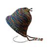 Rainbow Gradient Wool Hat Women's Autumn and Winter Style Face Revealing Small Baotou Hat Ethnic Style Warm Knitted Hat Lei Feng Hat