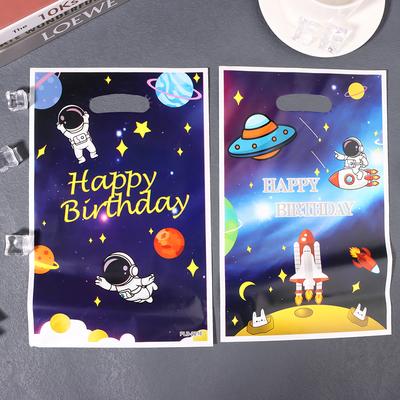 10 sztuk Kosmiczny Astronauta Torebka na Prezenty Statek Kosmiczny Urodziny Plastikowa Torebka Ręczna na Imprezę Happy Birthday Akcesoria Upominki dla Dzieci Torebki z Upominkami