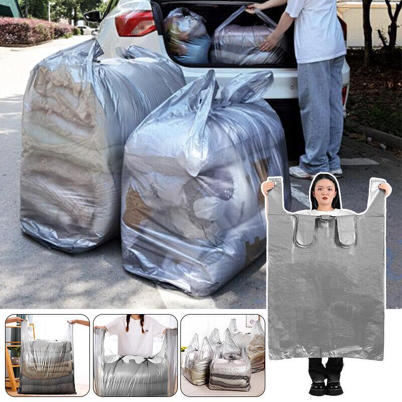 

10Pcs Large Capacity Thickened Plastic Storage Bags for Clothes Heavy Duty Packaging Organizer with Handle for Home Storage 55x80