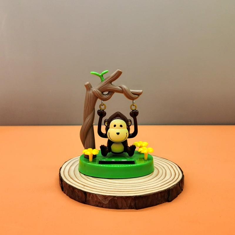 Solar Dancing Monkey Toy Solar Powered Swing Monkey Cute Animal Desktop Ornaments Cartoon for Car Interior Decoration