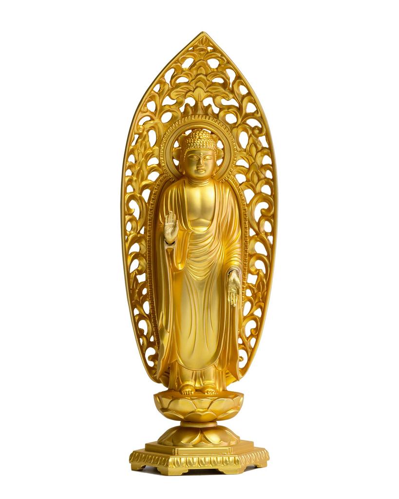 Buddha Statue Shaka Nyorai 15.7cm (gold Plated/24k Gold) Sculptor: Makita Shuun Original Model: "Soto, Rinzai, Tendai" Takaoka Bronzeware