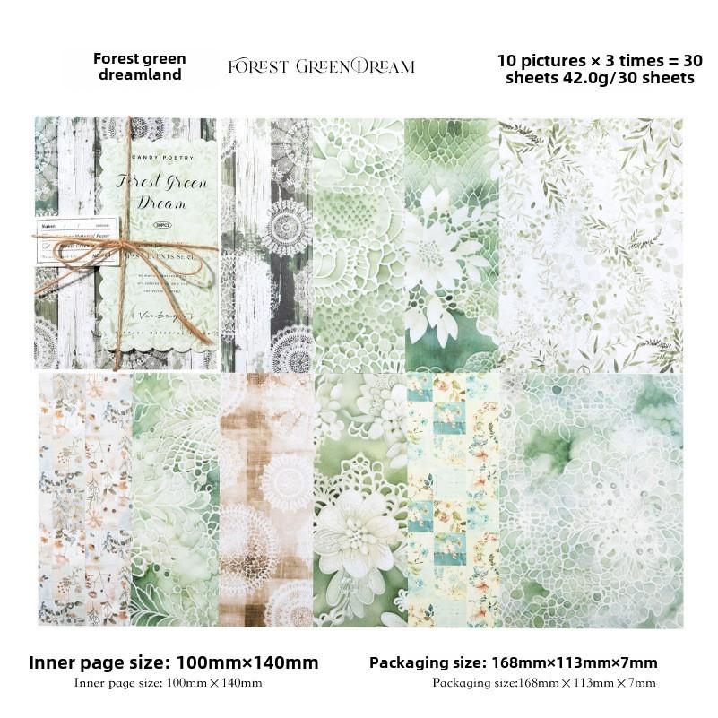 30sheets Vintage Floral Paper Base Decorative Background Paper Hand Made DIY Scrapbooking Craft Paper