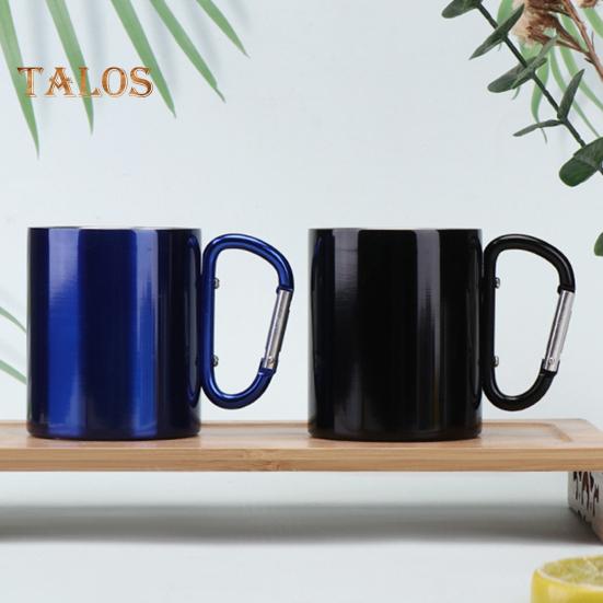 Stainless Steel Cup 220ml Double-layered Cup for Camping Traveling Handle Carabiner Backpacking Hiking Portable Cups Outdoor Tea Coffee Mug