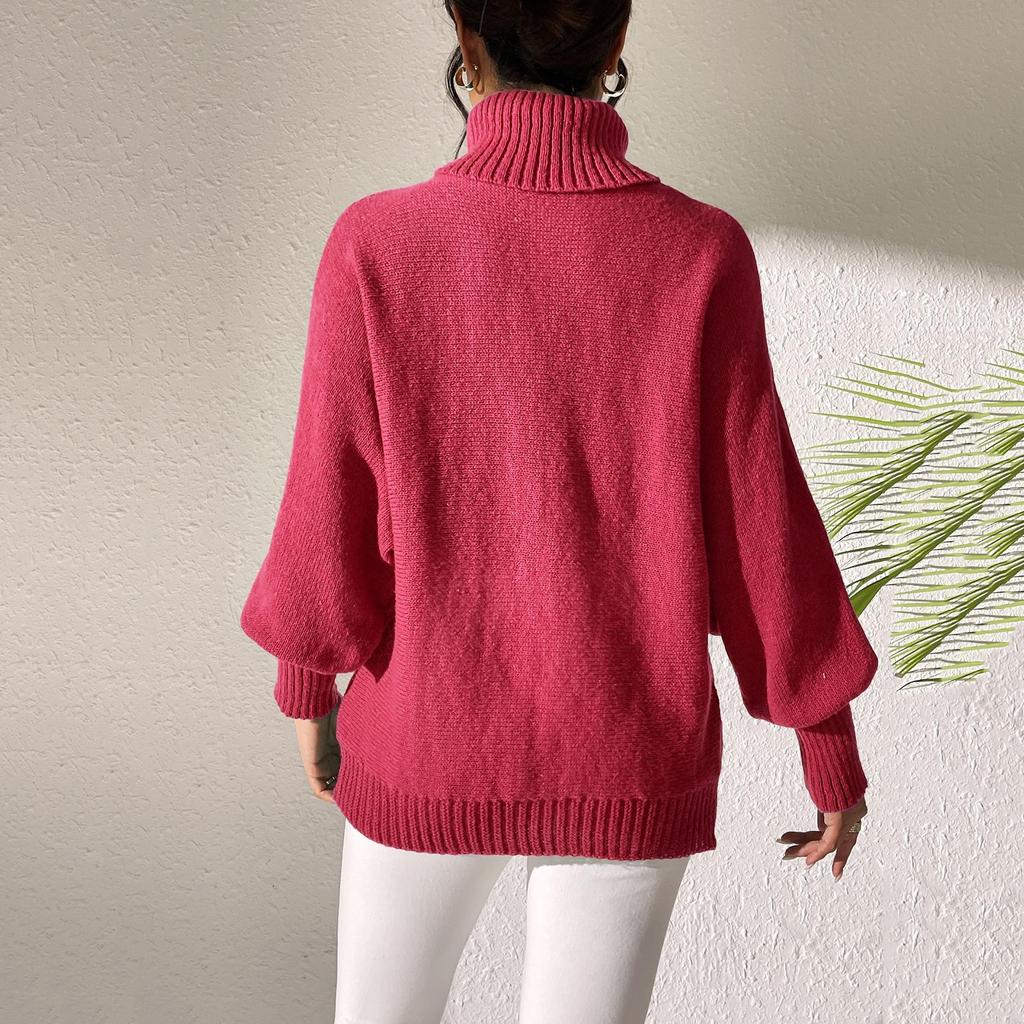 Women's Casual And Fashionable  Long Sleeved Knitted Solid Color Top Sweater