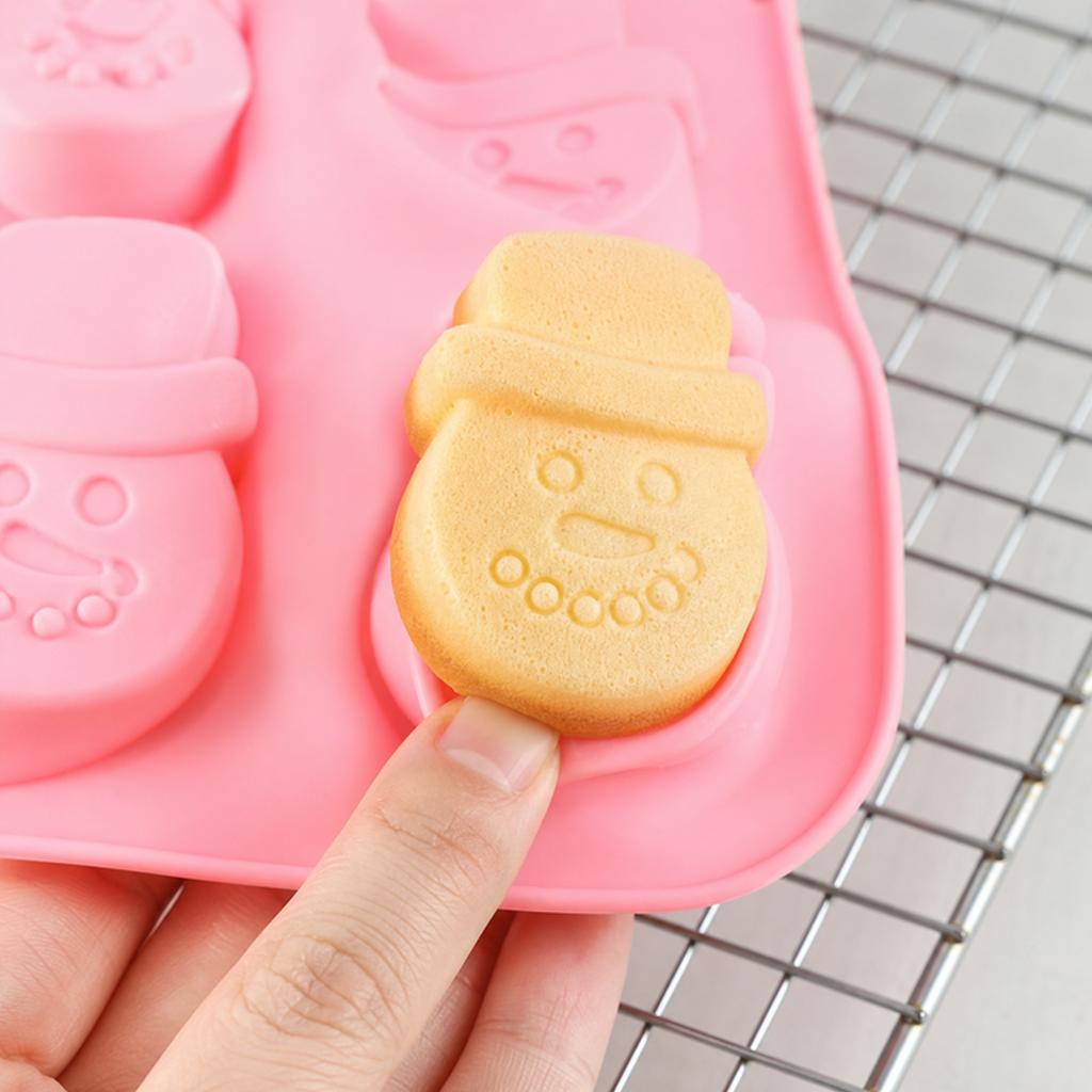 6 Cavity Snowman Silicone Baking Mold Creative DIY Cake Mold Nonstick Flexible Chocolate Fondant Mold for Baking and Candy Making