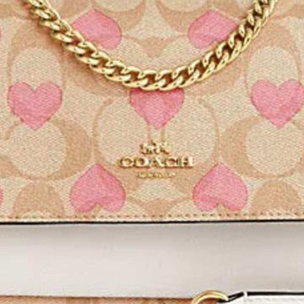 Coach Klare 18 Heart Print Classic Monogram Flap Letter Logo Canvas And Leather Chain Shoulder Bag Women Shoulder Bag CO950-IMOTV