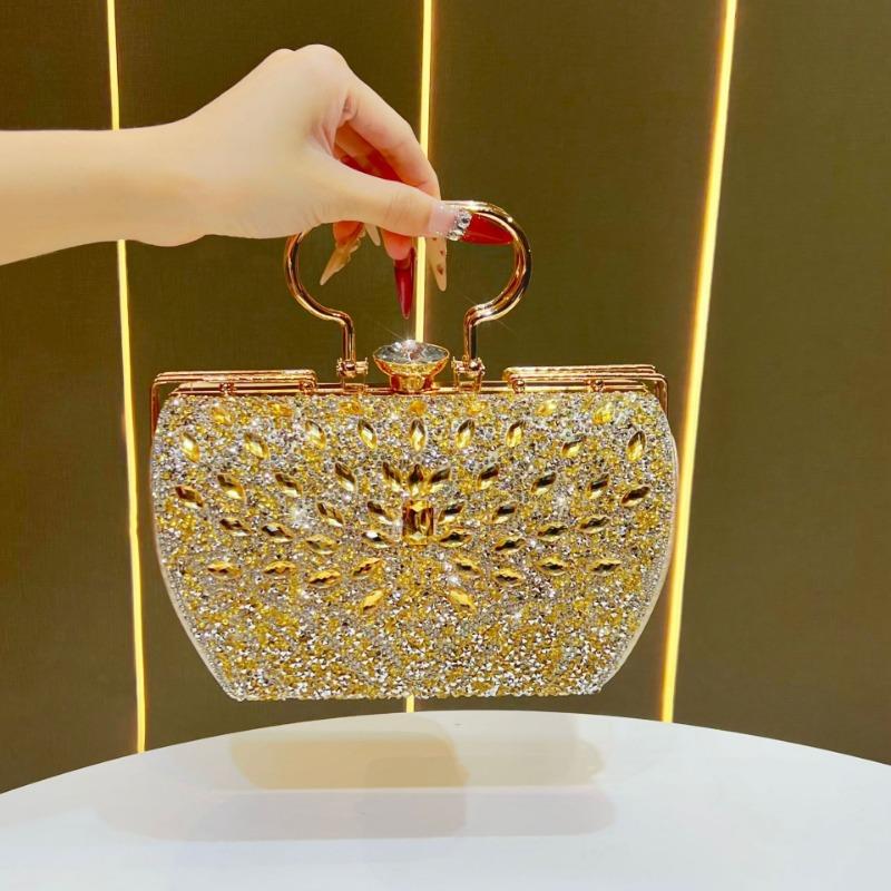Handtasche mit großem Fassungsvermögen, mit Diamanten besetzt, modische und leicht luxuriöse Kleider-Tasche, Party-Umhängetasche für Bankette
