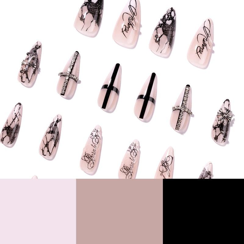 Le Fan Gothic cross letter wearing nail art fake nails Spice girl cool spicy nail piece nail piece wholesale