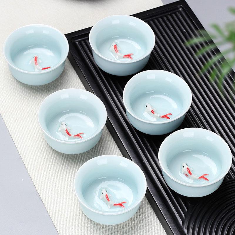Household Kung Fu Teacup 1 pack ceramic single tea cup purple sand celadon white porcelain bone china tea bowl accessories tea cup