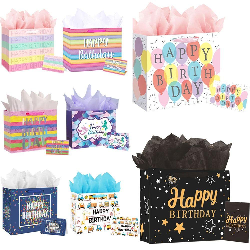 S hedvábným papírem a přáníčkem Dárková taška k narozeninám Dárkové krabičky k narozeninám, na miminko