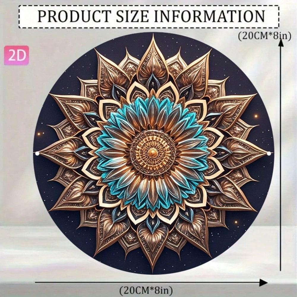 

Vintage Turquoise Blue Golden Mandala Metal Wall Art Decor Sign for Home Bar Cafe Holiday Gift 20x20 разноцветный
