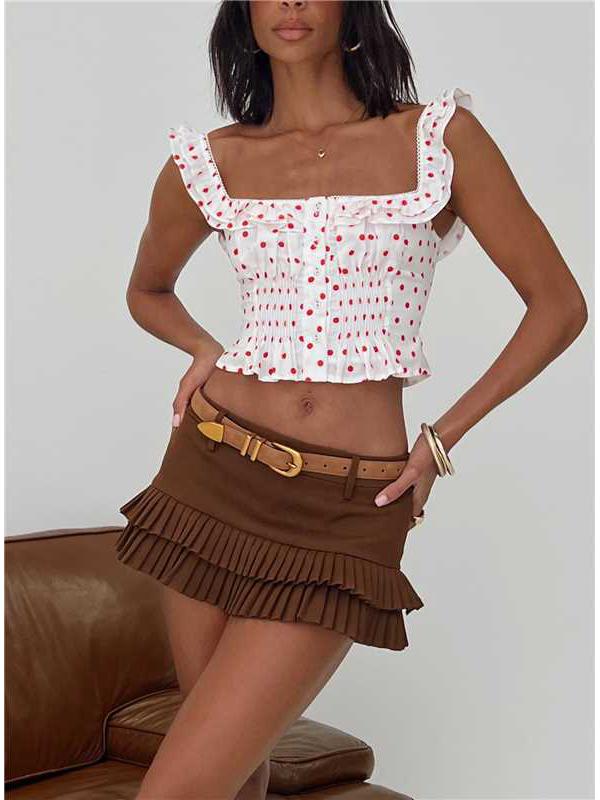 Spring/Summer European & American Style Women s Ruffled Sleeveless Top - FF186912 Large