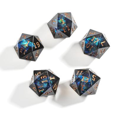 Yourandoll 5-Piece Polyhedral D20 Dice, 20-Sided Dice for Dungeons and Dragons, DND, TRPG, MTG, and Other Tabletop Games (Green and Black)