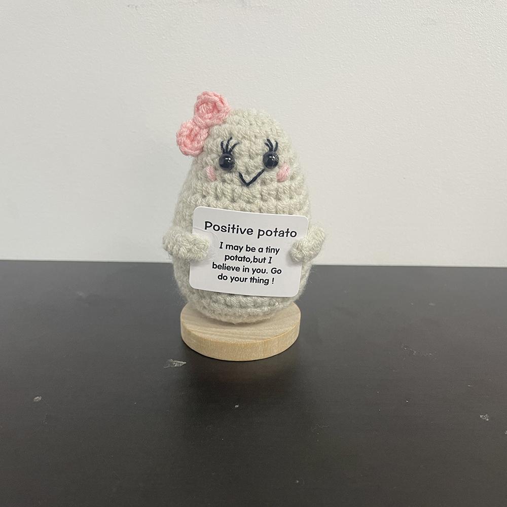 New Handmade Knitting Panda Doll With Card Ornament Home Decoration Mini Funny Positive Potatoes Room Decor Christams Gifts