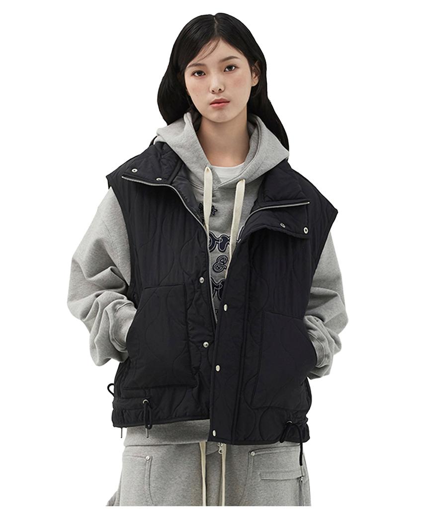 Mimthewardrobe Drawstring Padded Vest_Black