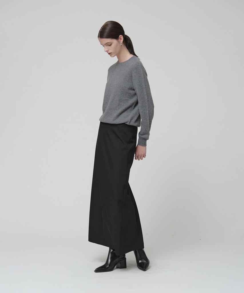 MUSEE [Essentiel] Aubier Minimal Wool-Blend Long Maxi Skirt_Black