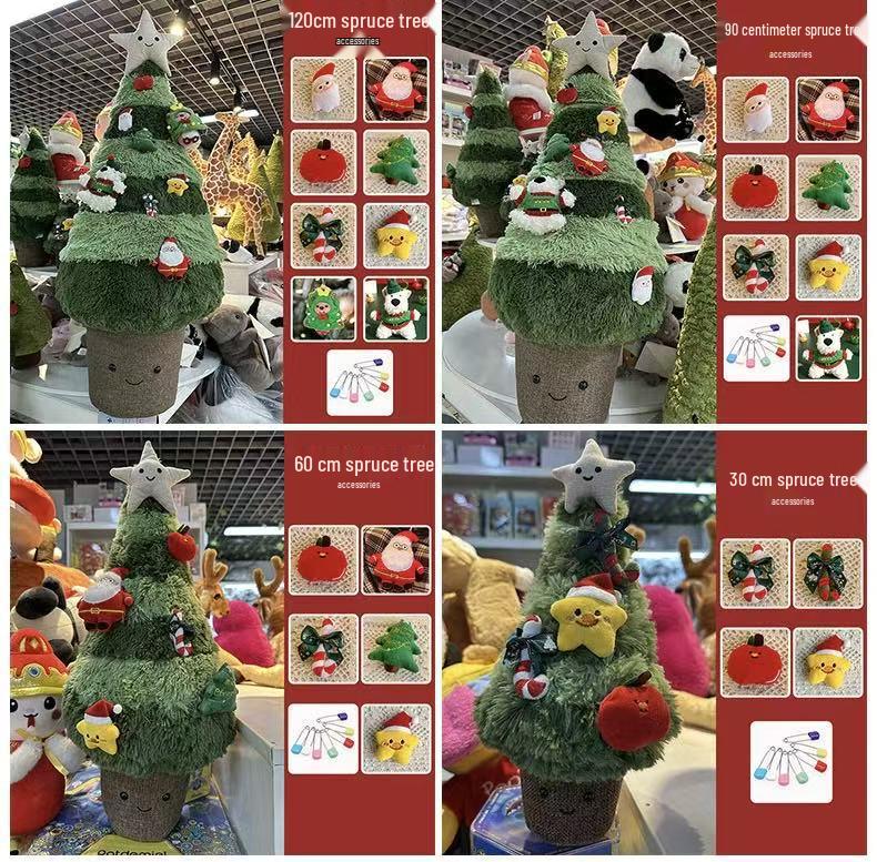 Large Christmas Tree Figurine Dolls - Plush Holiday Decorations for Mall Displays