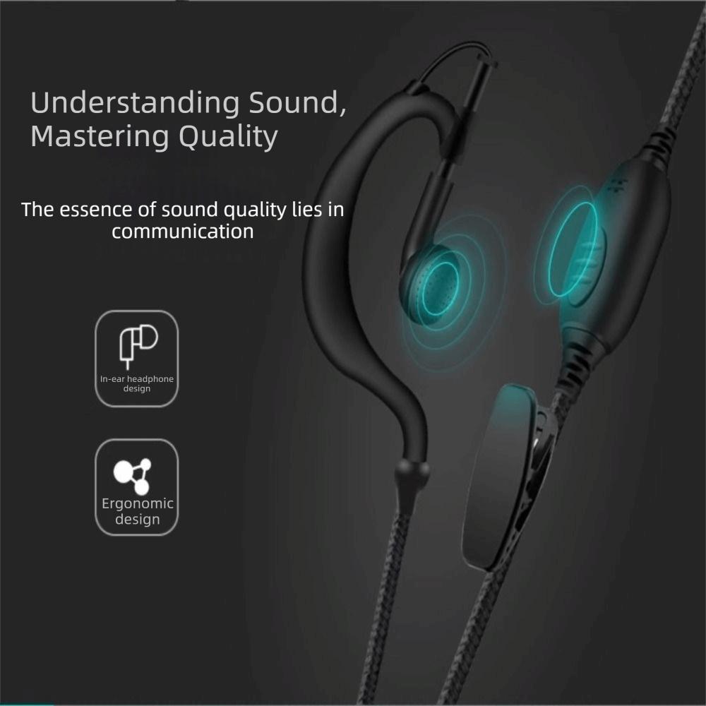 Earhook Design Walkie-Talkie Headset Over Ear Walkie Wired Headset  Professional Use